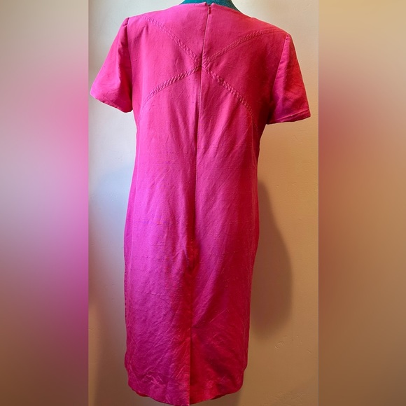100% Silk Fuchsia Colored Dress - Picture 2 of 4